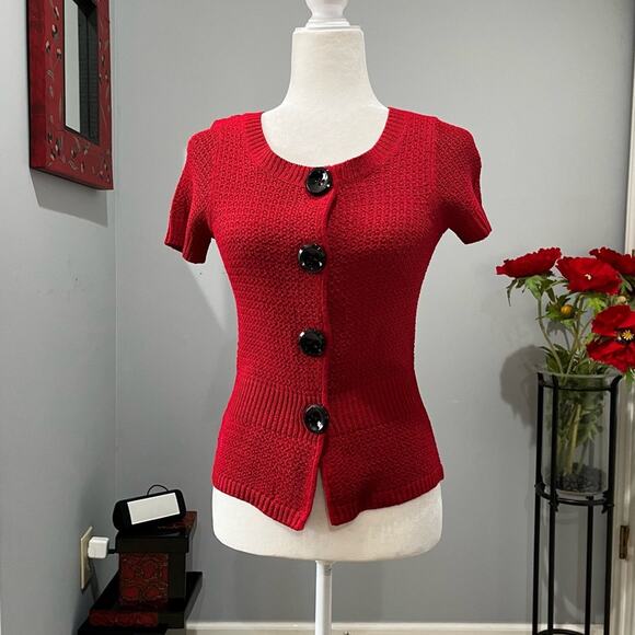 NEW Ann Taylor Silk Ribbed Open Knit Button Front Cardigan Sweater Jacket XS NWT - Picture 5 of 16